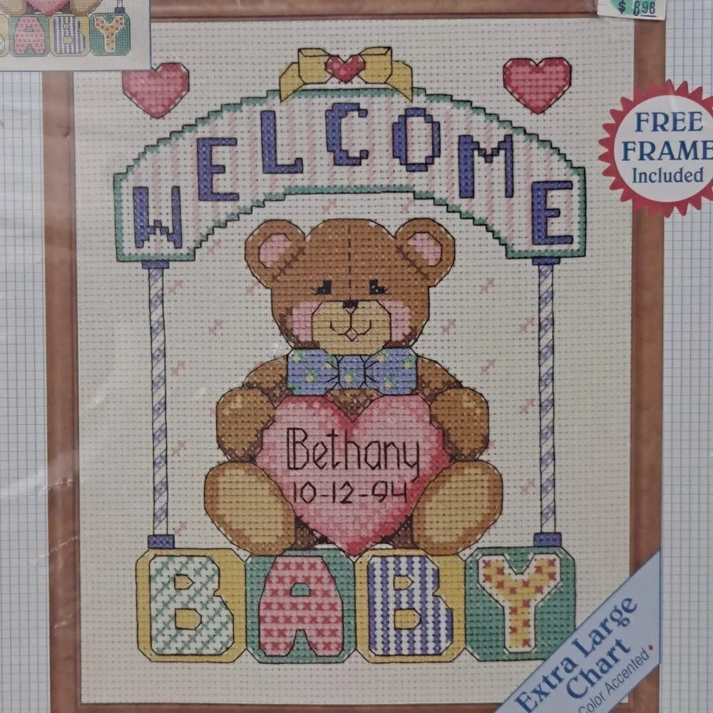 Stitchables Welcome Bear Counted Cross Stitch Kit NWT